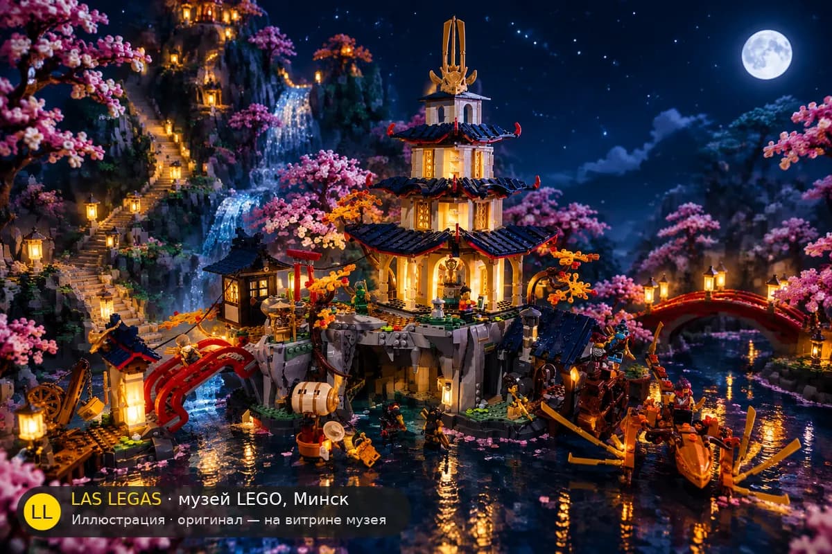Иллюстрация: LEGO 71814 Турнирный храм-город в диораме своего сюжета