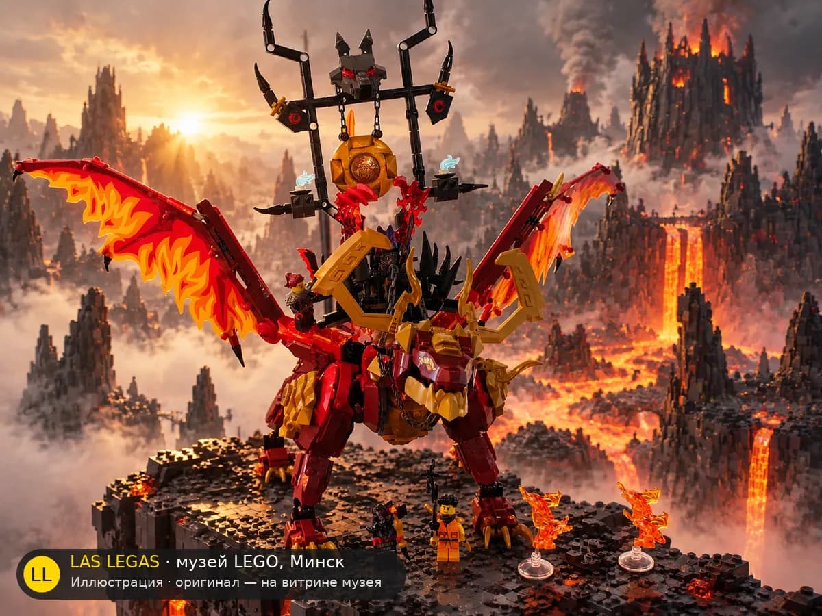 Иллюстрация: LEGO 71822 Дракон Источник Движения в диораме своего сюжета