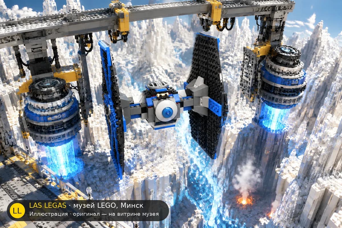 Иллюстрация: LEGO 7263 Имперский TIE-истребитель в диораме своего сюжета