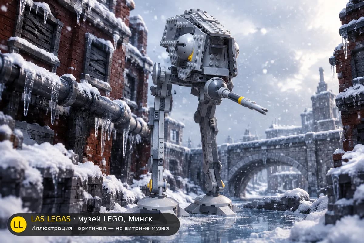 Иллюстрация: LEGO 75083 AT-DP в диораме своего сюжета