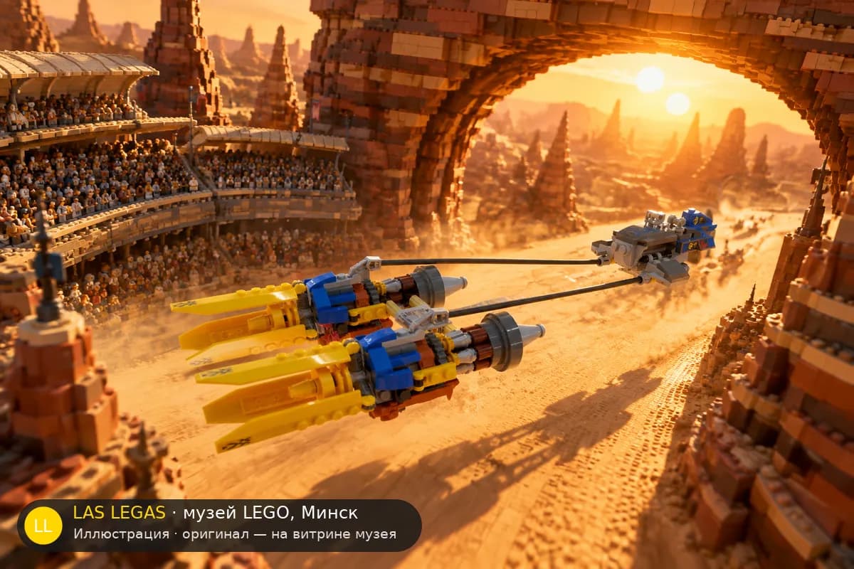 Иллюстрация: LEGO 75258 Гоночный под 20-летний юбилей в диораме своего сюжета