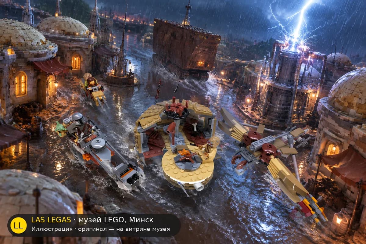 Иллюстрация: LEGO 75299 Неприятности на Татуине в диораме своего сюжета