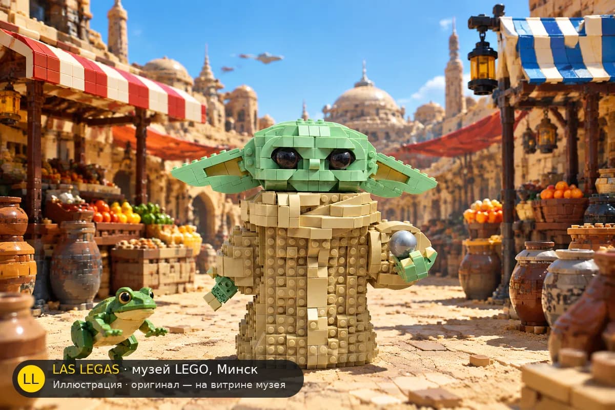 Иллюстрация: LEGO 75318 Малыш (The Child) в диораме своего сюжета