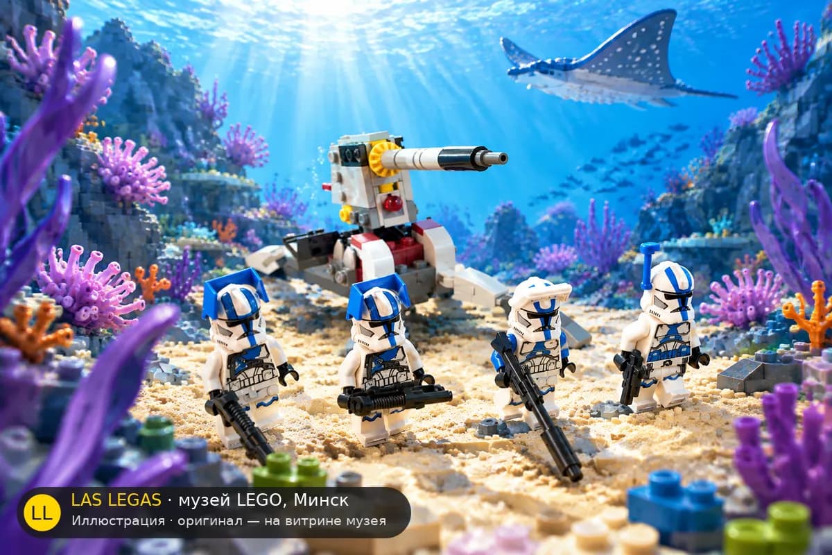 Иллюстрация: LEGO 75345 Боевой набор клонов 501-го легиона в диораме своего сюжета