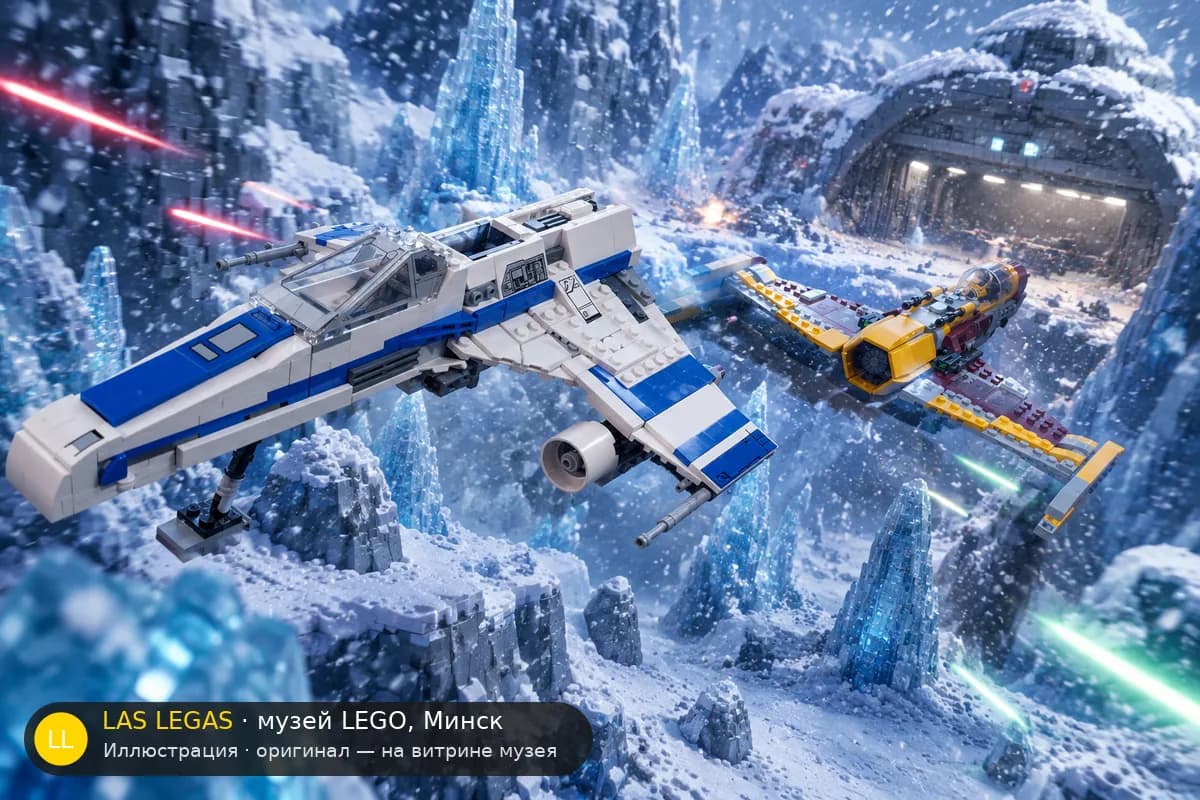 Иллюстрация: LEGO 75364 E-wing против звездного истребителя Шин Хати в диораме своего сюжета