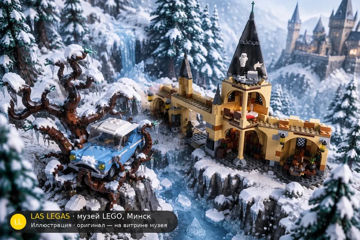 Иллюстрация: LEGO 75953 Хогвартс: Гремучая ива в диораме своего сюжета
