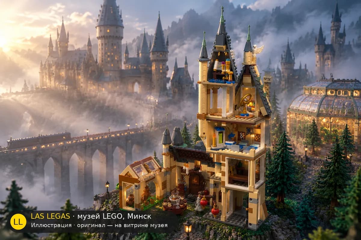 Иллюстрация: LEGO 75969 Хогвартс: Астрономическая башня в диораме своего сюжета