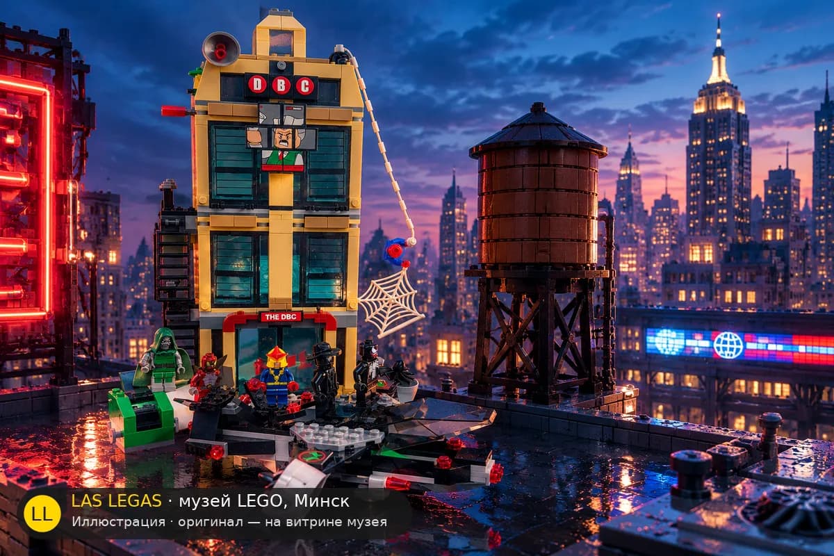 Иллюстрация: LEGO 76005 Spider-Man: Daily Bugle Showdown в диораме своего сюжета