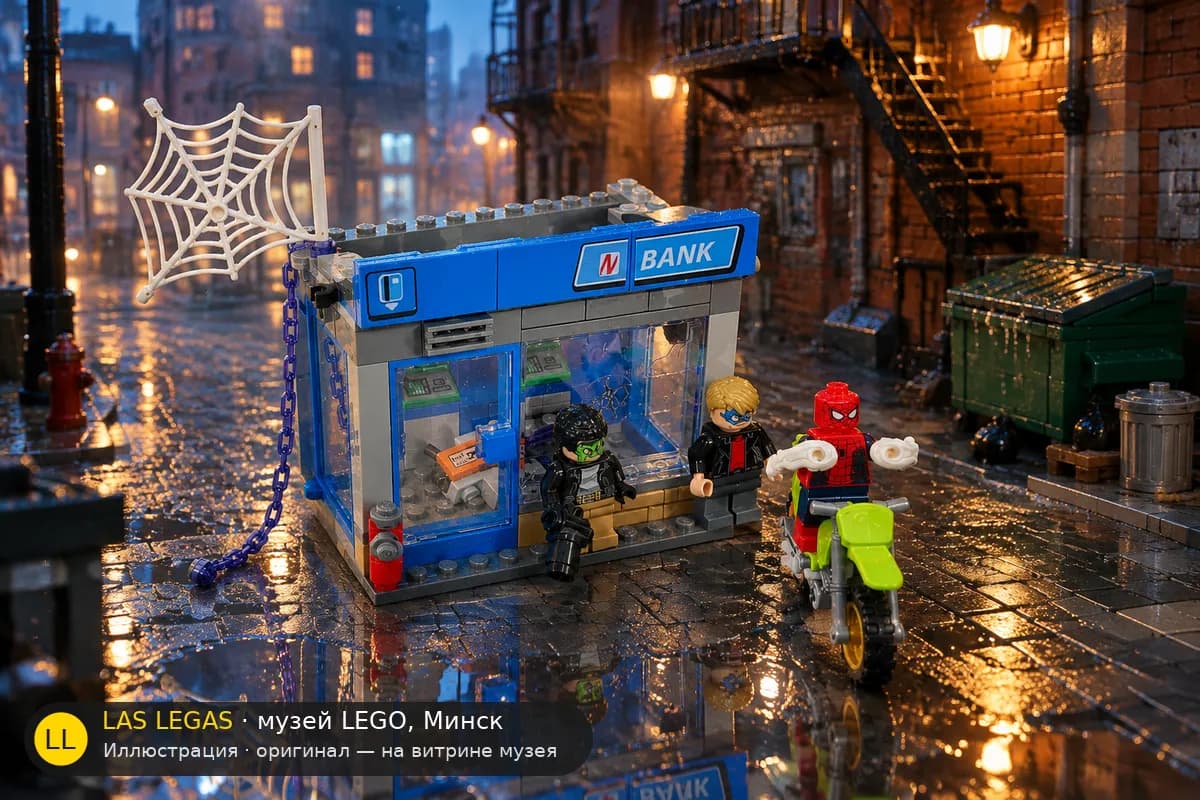 Иллюстрация: LEGO 76082 Битва за банкомат в диораме своего сюжета