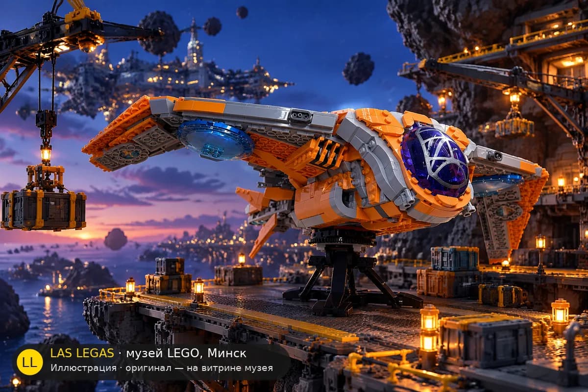 Иллюстрация: LEGO 76193 Корабль Стражей Галактики в диораме своего сюжета