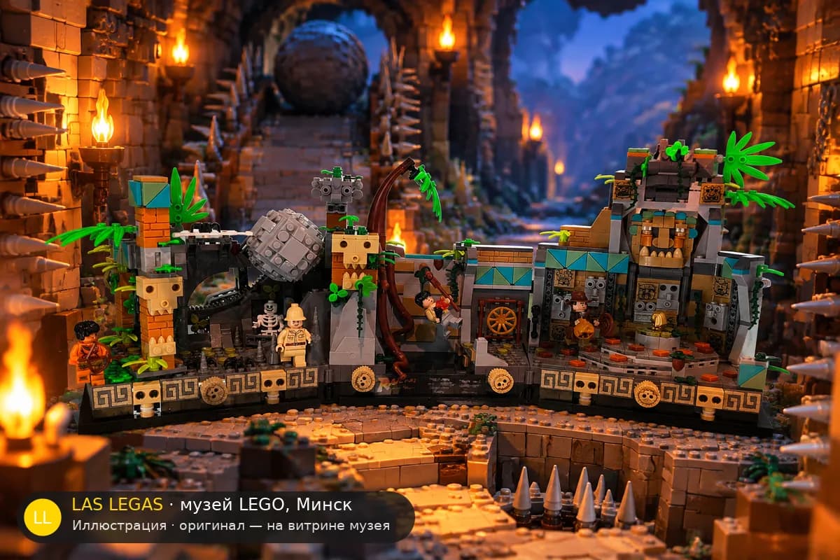 Иллюстрация: LEGO 77015 Храм Золотого Идола в диораме своего сюжета