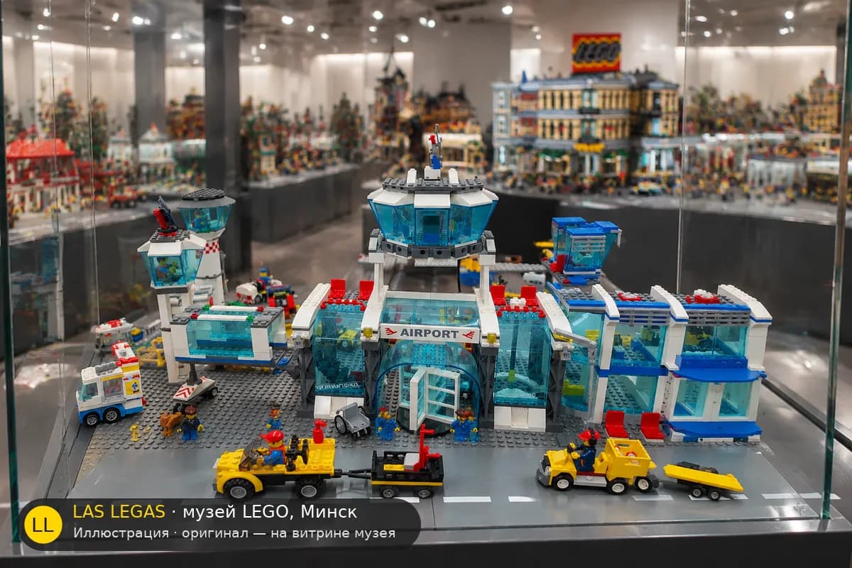 Иллюстрация: LEGO 7894 Аэропорт на витрине в зале музея Las Legas