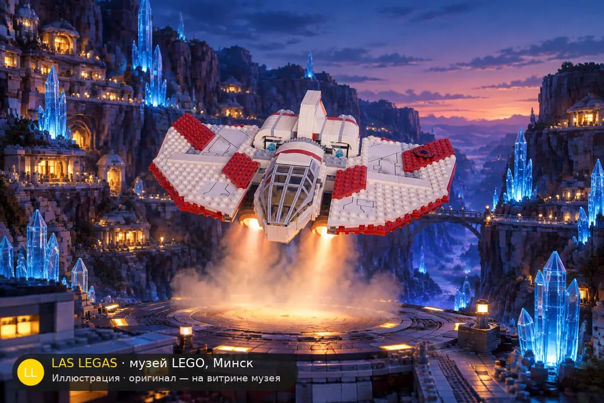 Иллюстрация: LEGO 7931 T-6 Jedi Shuttle в диораме своего сюжета