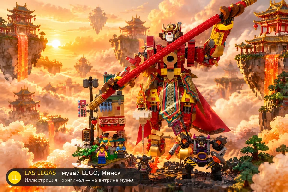 Иллюстрация: LEGO 80012 Мек-воин Короля обезьян в диораме своего сюжета