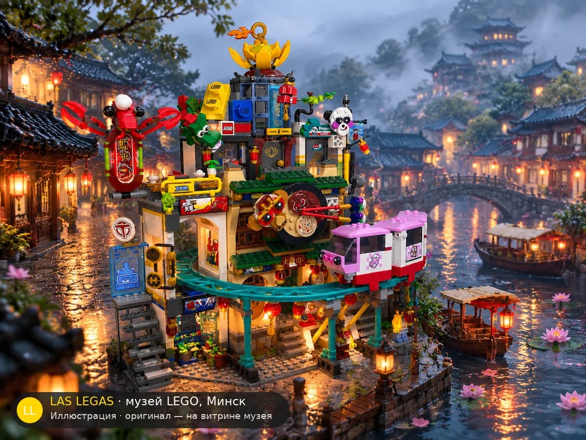 Иллюстрация: LEGO 80036 Город фонарей в диораме своего сюжета