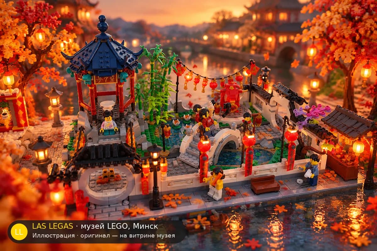 Иллюстрация: LEGO 80107 Праздник весенних фонарей в диораме своего сюжета
