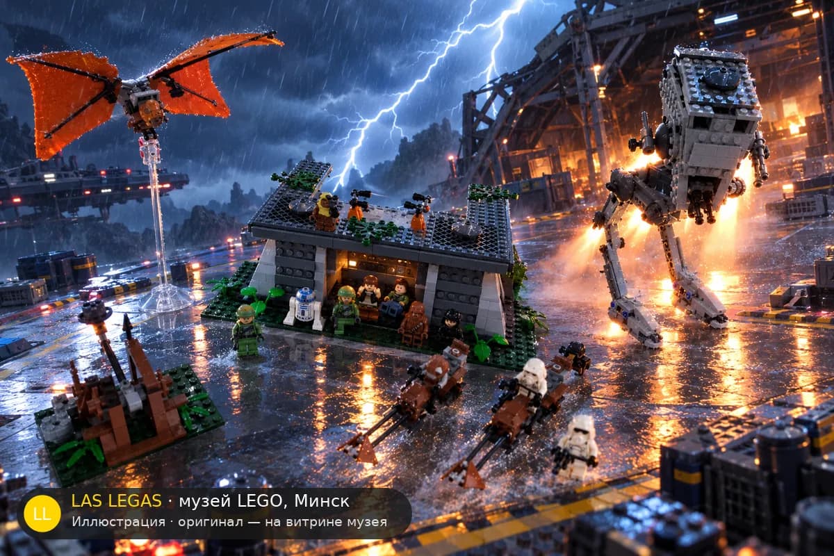 Иллюстрация: LEGO 8037 Истребитель Y-wing Энакина Скайуокера в диораме своего сюжета