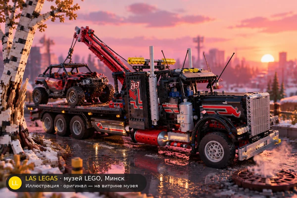 Иллюстрация: LEGO 8285 Эвакуатор в диораме своего сюжета