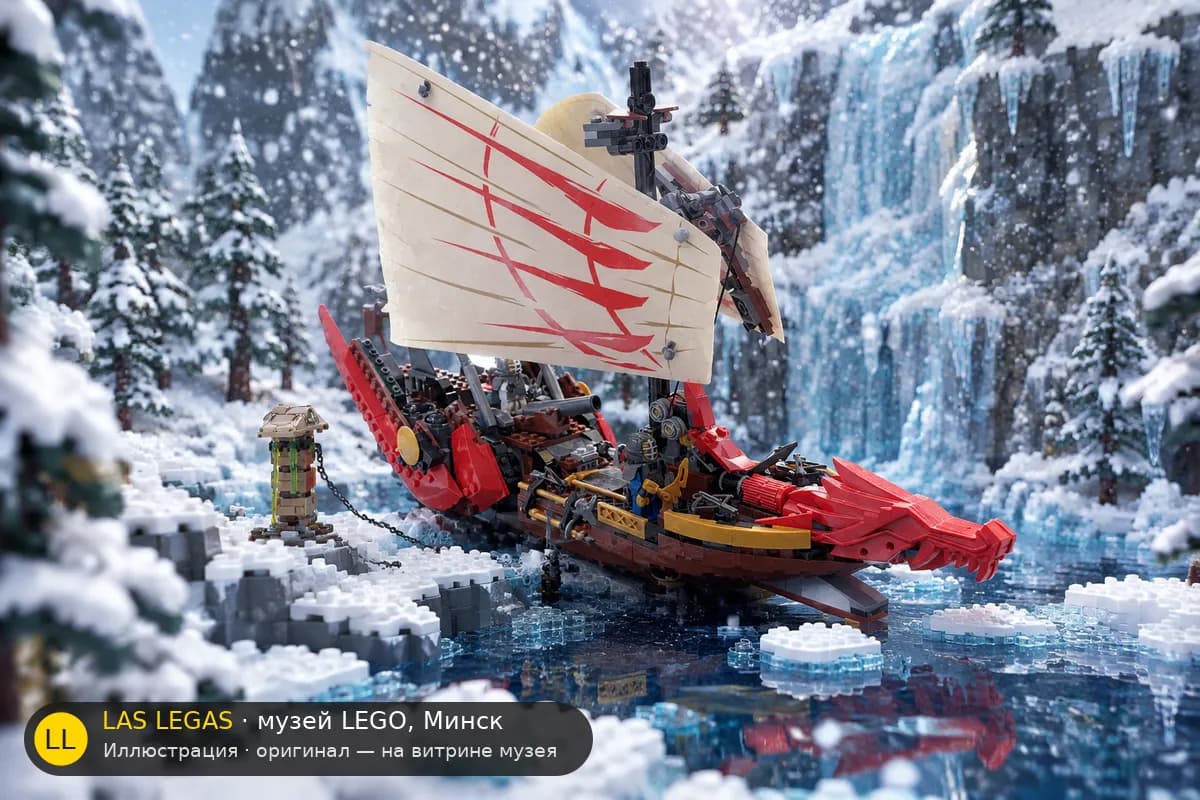 Иллюстрация: LEGO 9446 Судьба на волнах в диораме своего сюжета