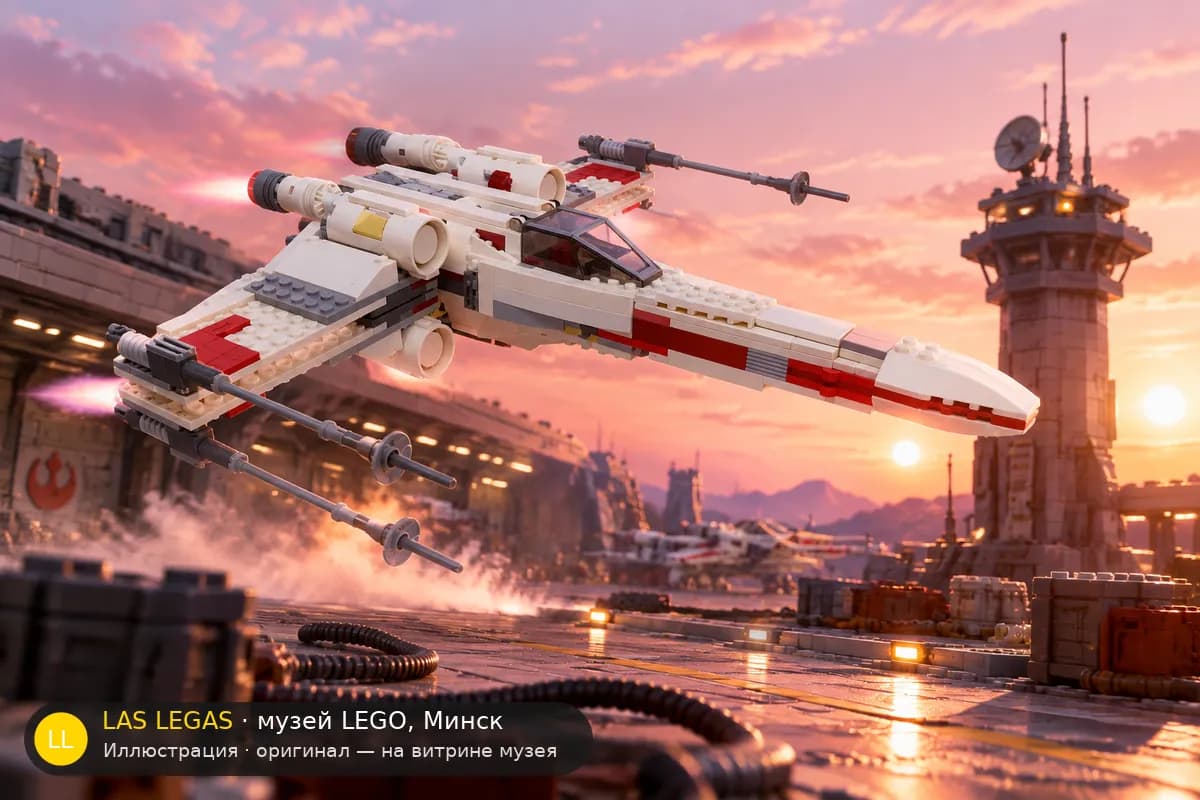 Иллюстрация: LEGO 9493 X-wing Starfighter в диораме своего сюжета