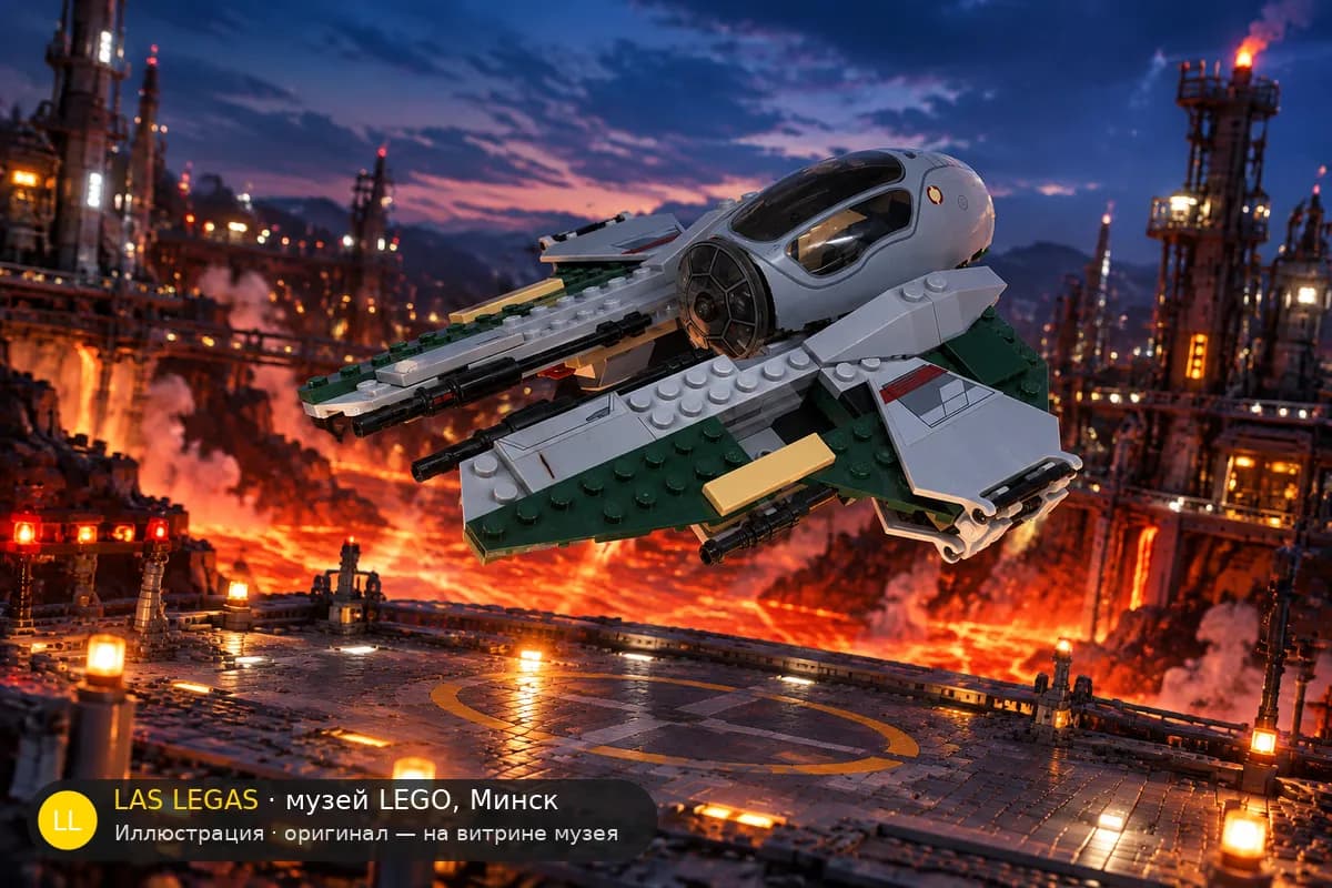 Иллюстрация: LEGO 9494 Истребитель Энакина в диораме своего сюжета